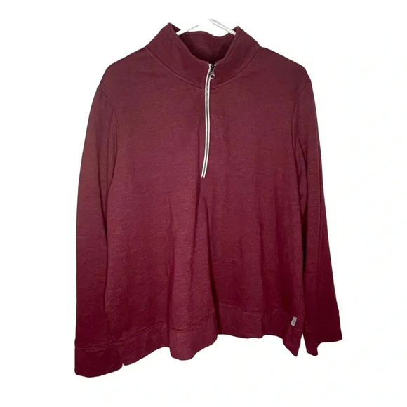 Eddie Bauer 1/4 Zip Camp Fleece Pullover Maroon Sweater Women’s Size 2XL Outdoor - Picture 1 of 7